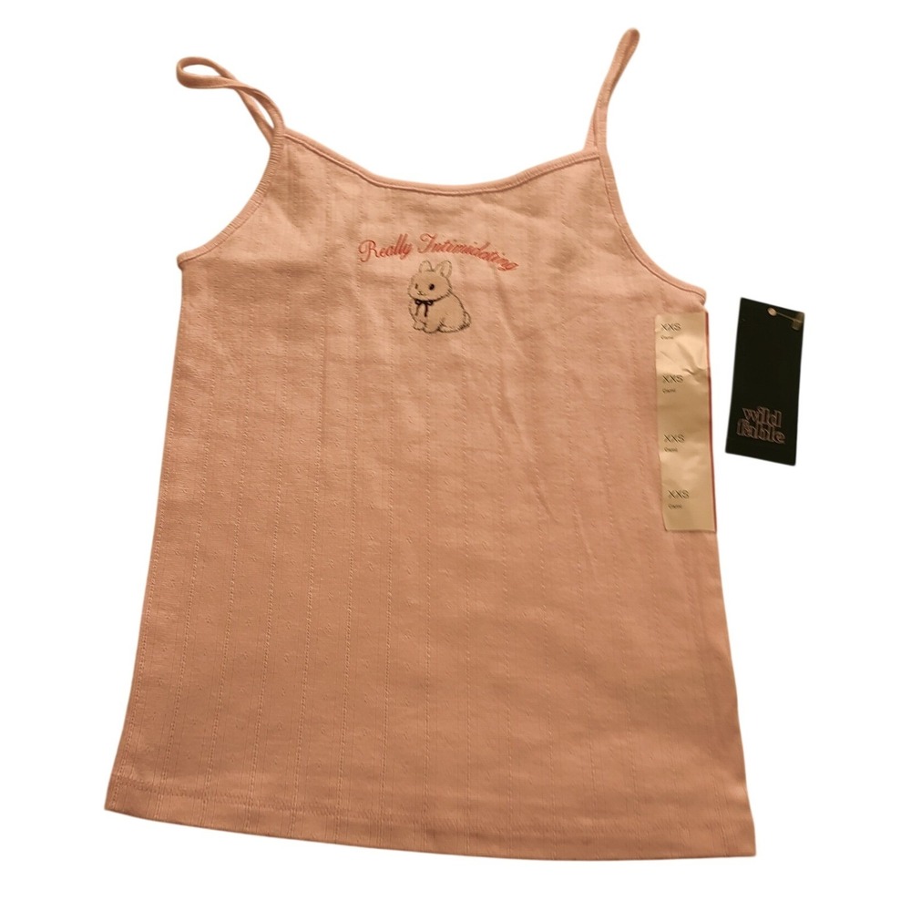 Wild Fable Light Pink Ribbed Cami Spaghetti Strap Tank Top XXS Straight Neck NWT